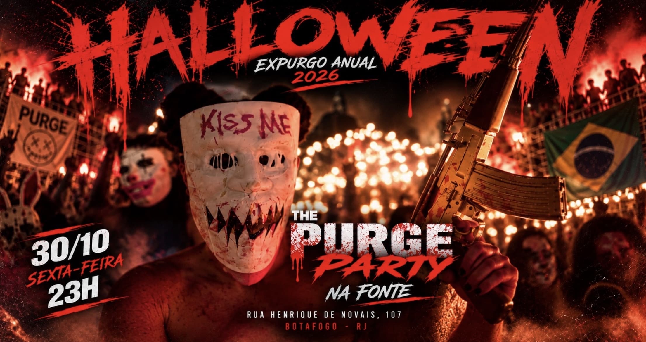 THE PURGE PARTY Brasil | HALLOWEEN Oficial | Expurgo anual 2026! Fonte, Botafogo, RJ.